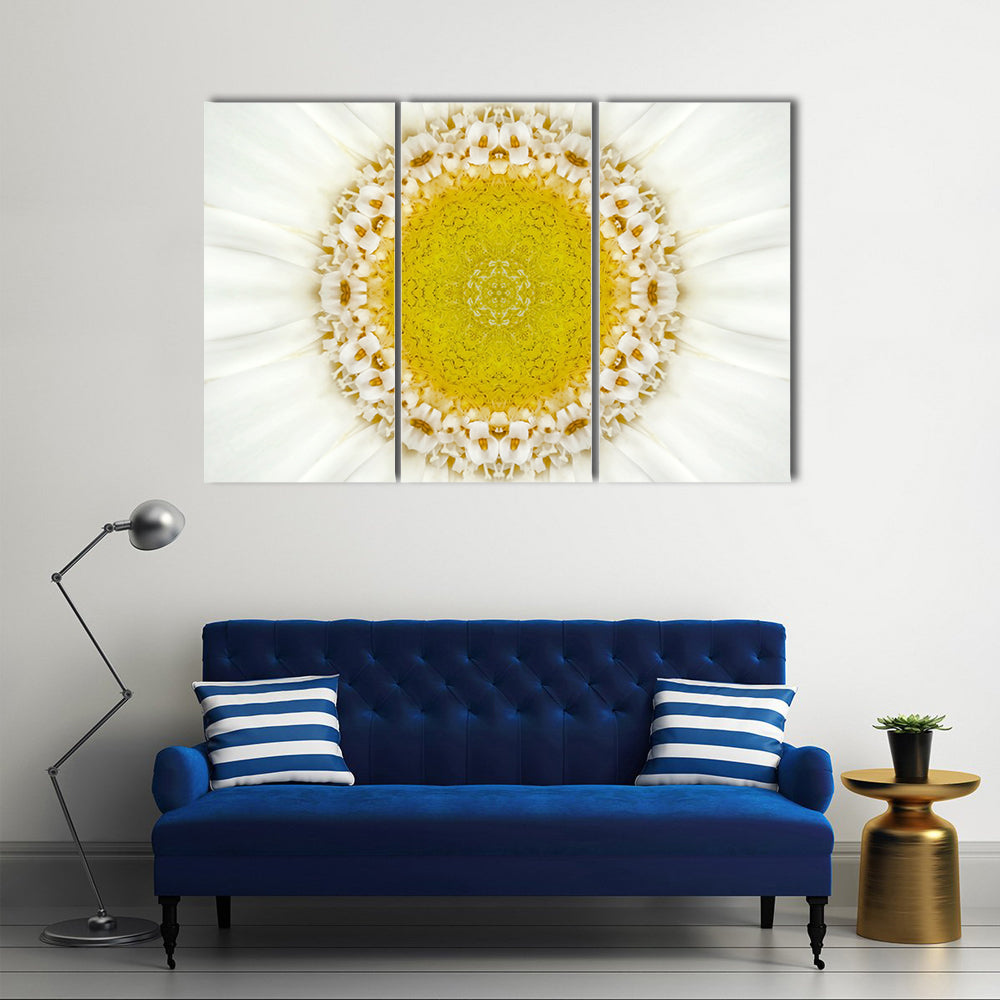 White Concentric Flower Canvas Wall Art