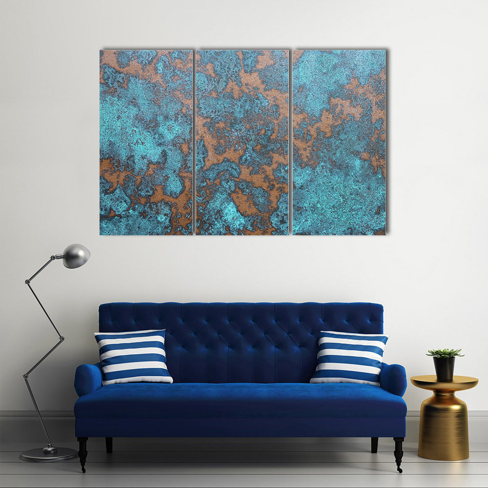 Aqua Rust Abstract Canvas Wall Art