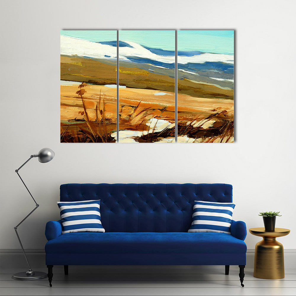 Winter Snow-capped Hills Landscape Canvas Wall Art