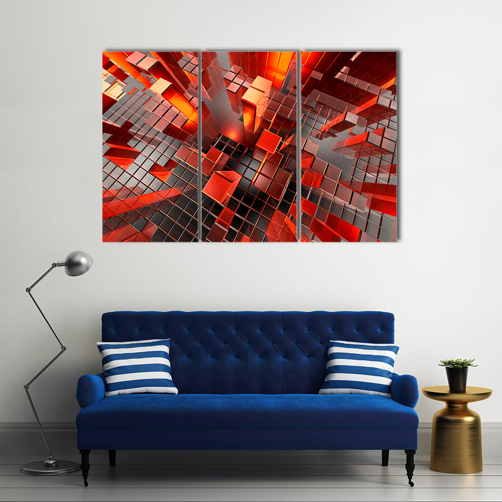 Futuristic Geometric City Blocks Abstract Canvas Wall Art
