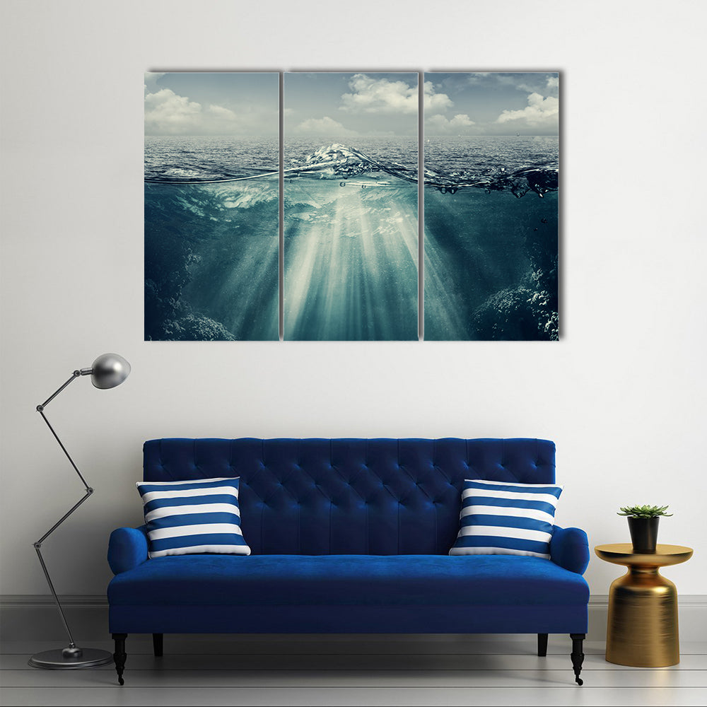 Split Perspective Underwater Ocean Landscape Canvas Wall Art