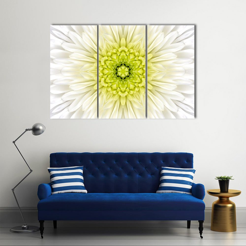 White Mandala Concentric Flower Canvas Wall Art