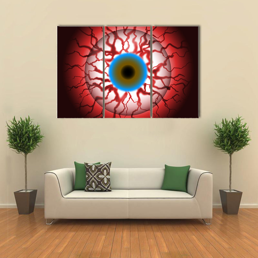 Spooky Bloodshot Eyeball With Veins Canvas Wall Art