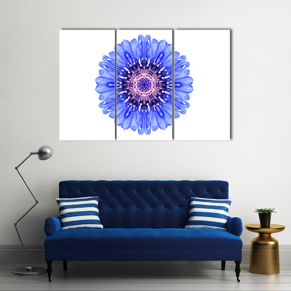 Blue Cornflower Mandala Canvas Wall Art