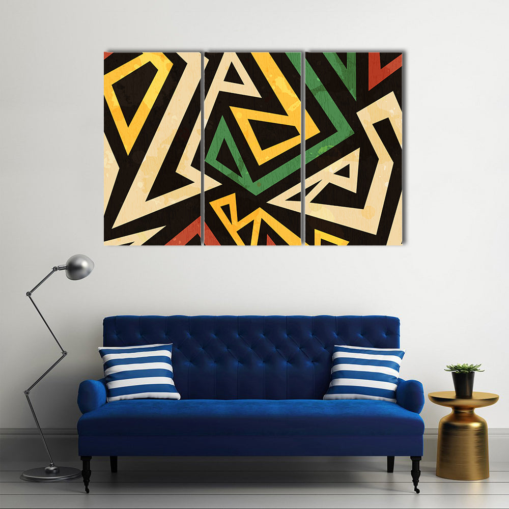 African Geometric Pattern Canvas Wall Art