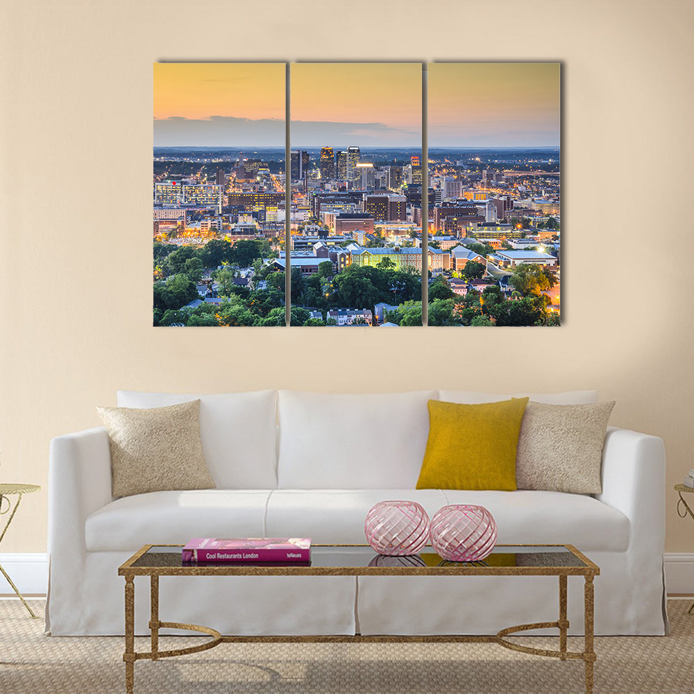 Birmingham Downtown Skyline In Alabama Canvas Wall Art