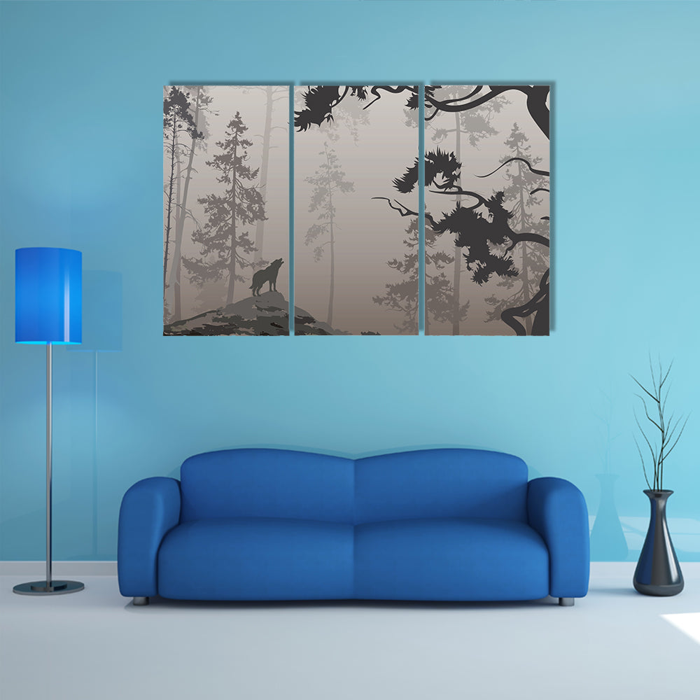 Wolf In The Forest Canvas Wall Art