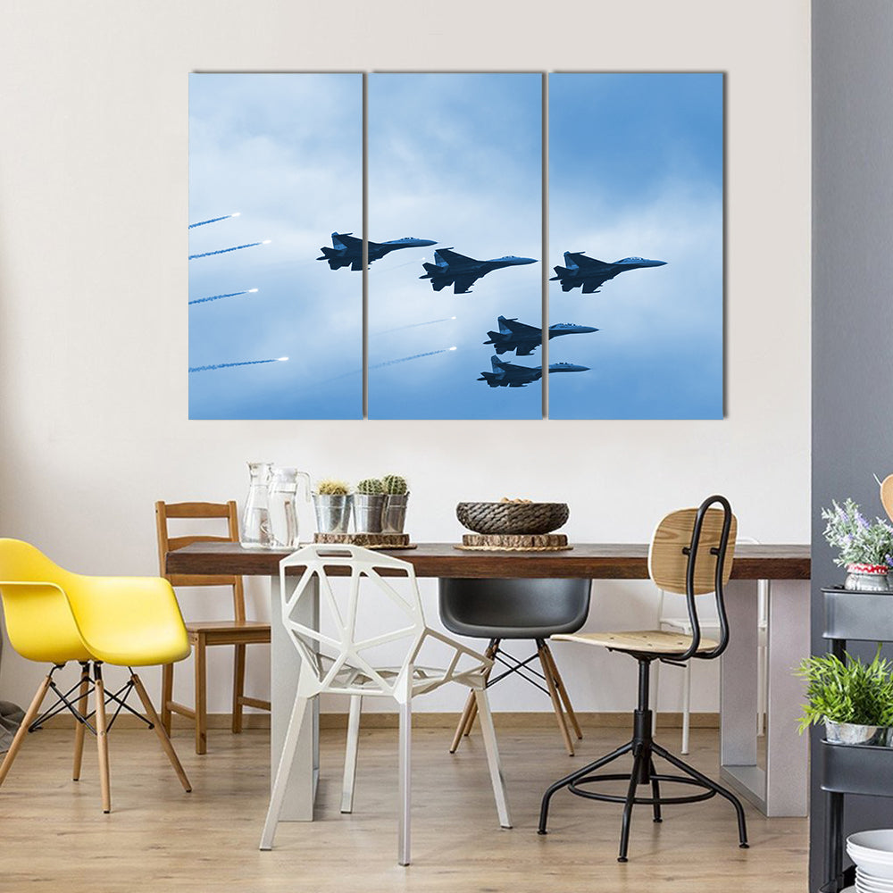 Modern Squadron of Fighter Jets Canvas Wall Art