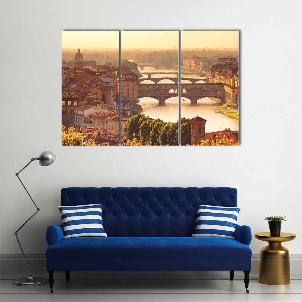 View To Bridge Ponte Vecchio In Florence Italy Canvas Wall Art