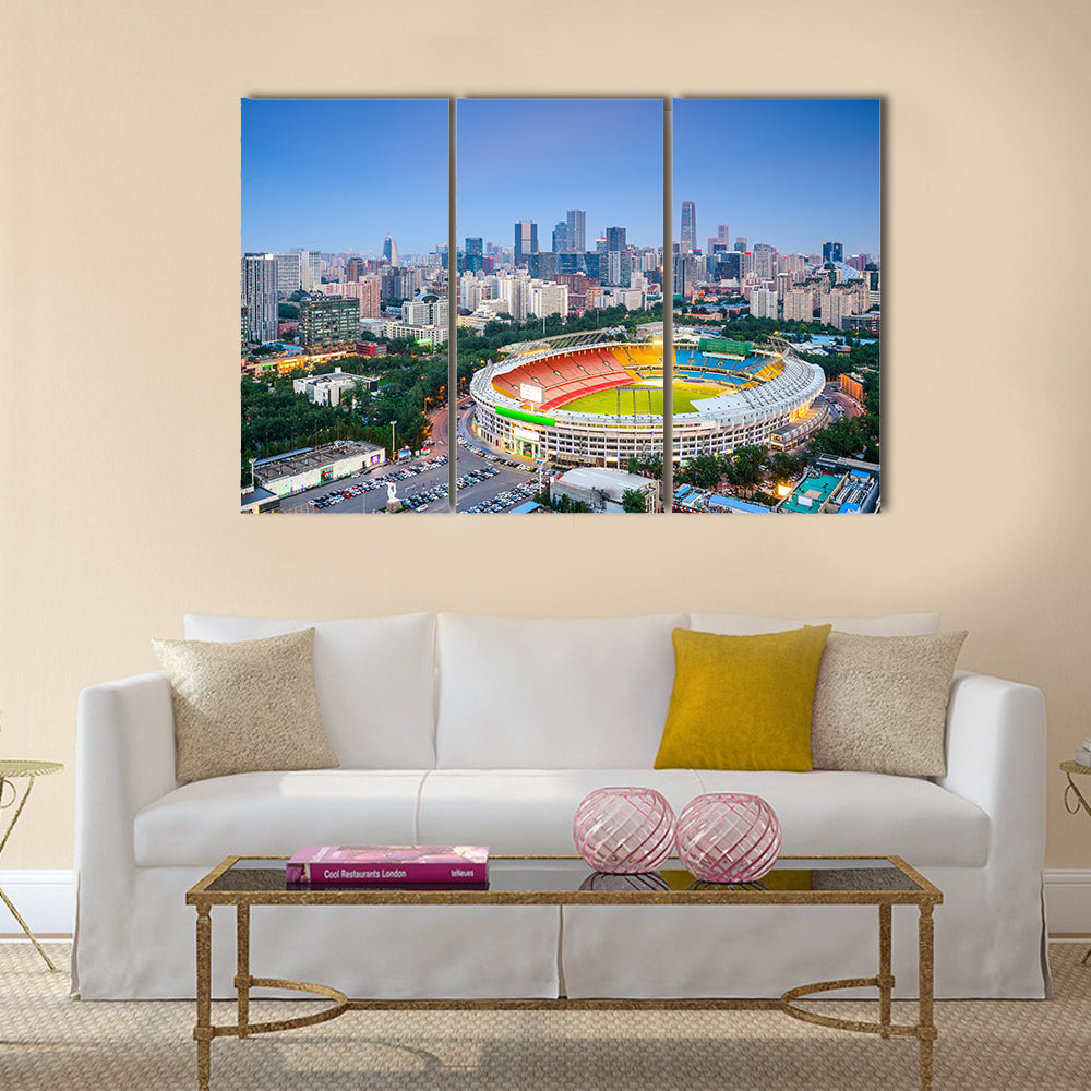 Stadium In Beijing Cityscape Canvas Wall Art