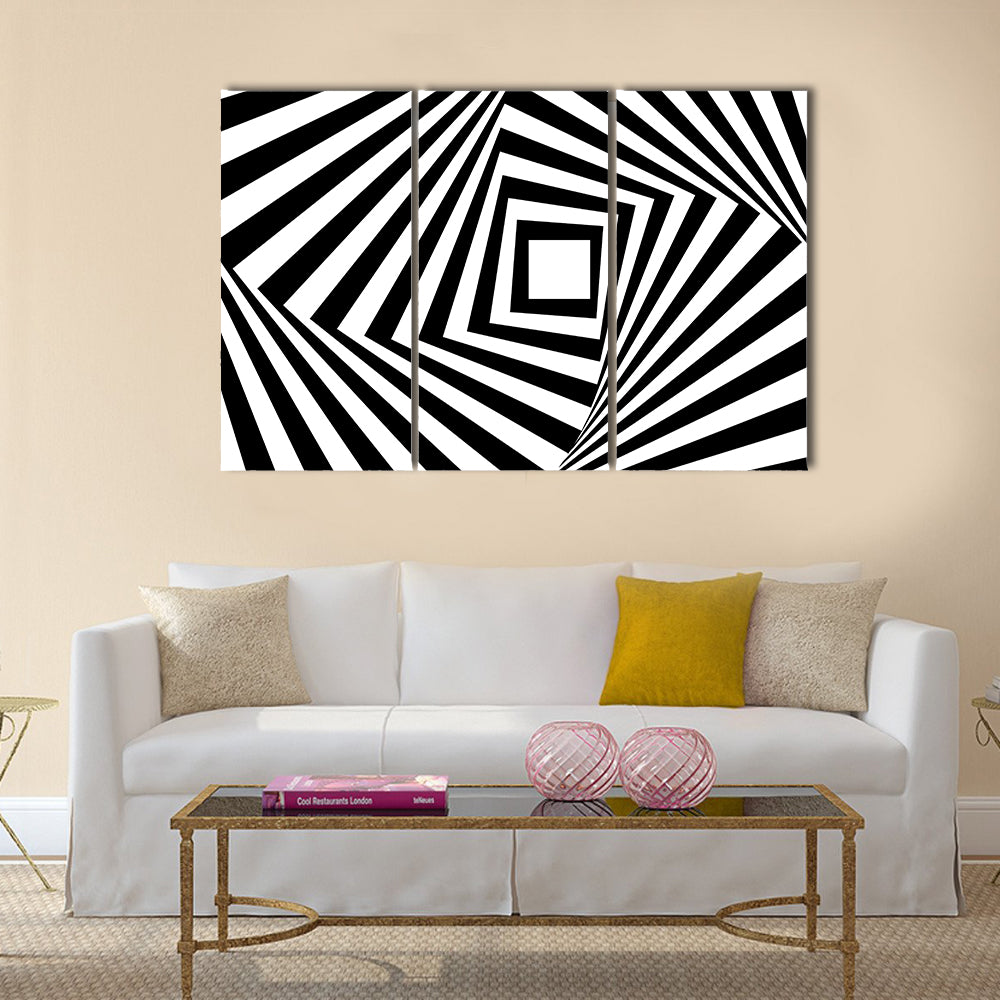 Black and White Concentric Squares Canvas Wall Art