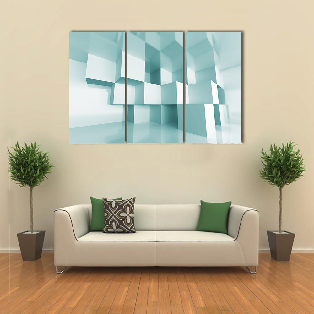 Reflective Stacked Cubes Canvas Wall Art