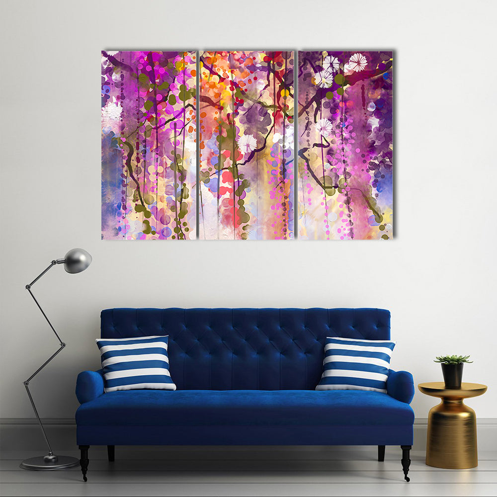 Spring Purple Wisteria Blossoms Canvas Wall Art
