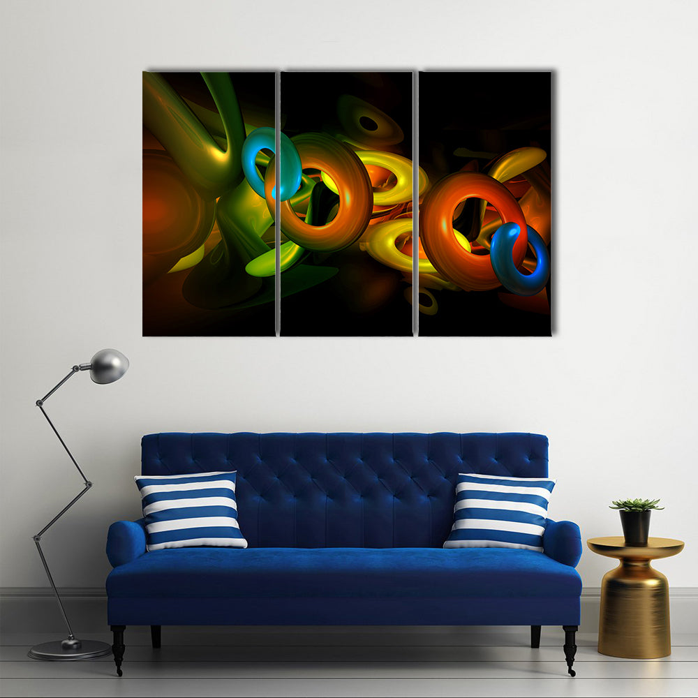 3D Colorful Shapes Abstract Canvas Wall Art