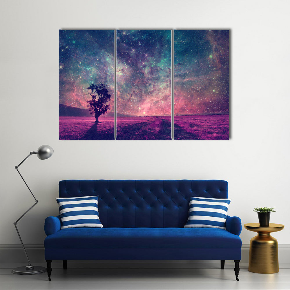 Alien Planet Nebula Silhouette Canvas Wall Art