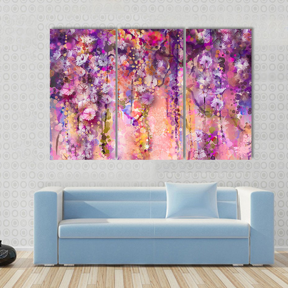Wisteria Blossoms in Purple and Pink Canvas Wall Art