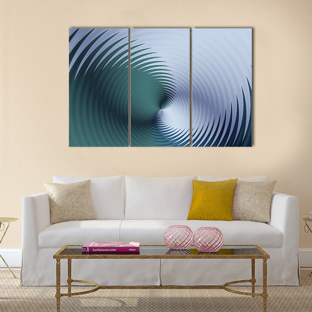 Teal Spiral Floral Pattern Canvas Wall Art