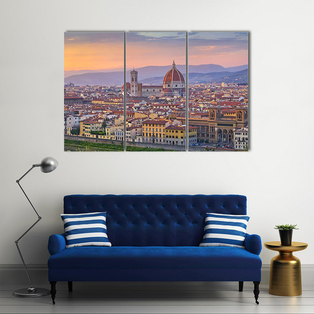 Florence City At Sunset Canvas Wall Art