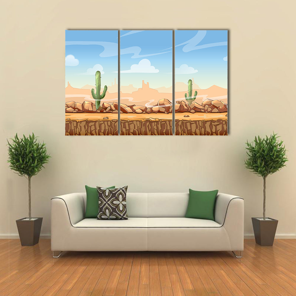 Wild West Desert Game Scene Canvas Wall Art