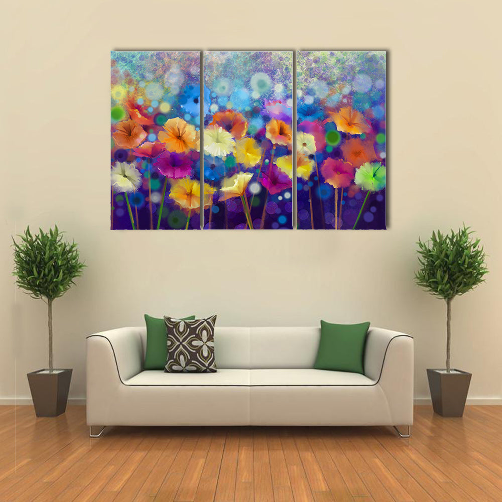 Colorful Watercolor Floral Meadow Canvas Wall Art