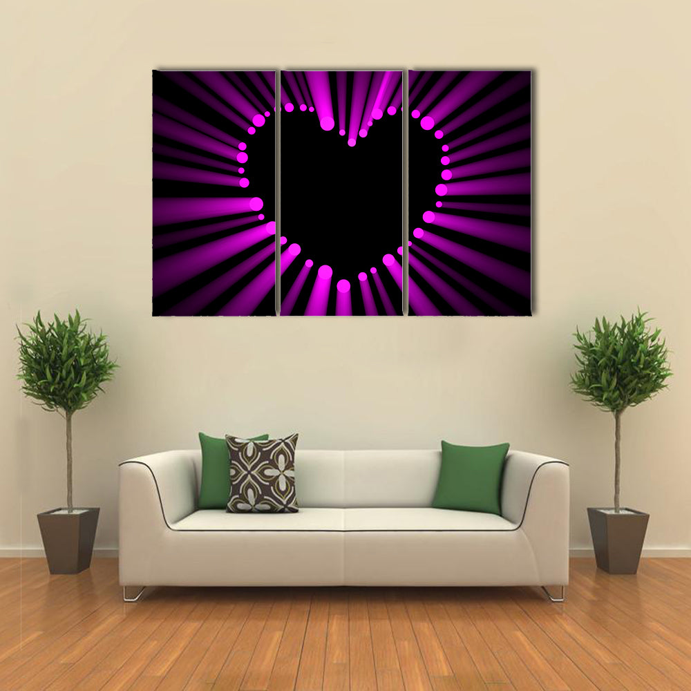 Magenta Heart with Radial Light Rays Canvas Wall Art