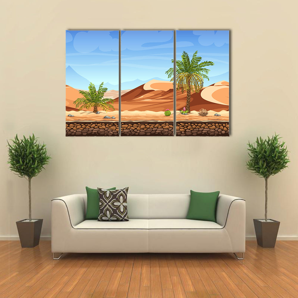 Desert Side-scrolling Game Scene Canvas Wall Art