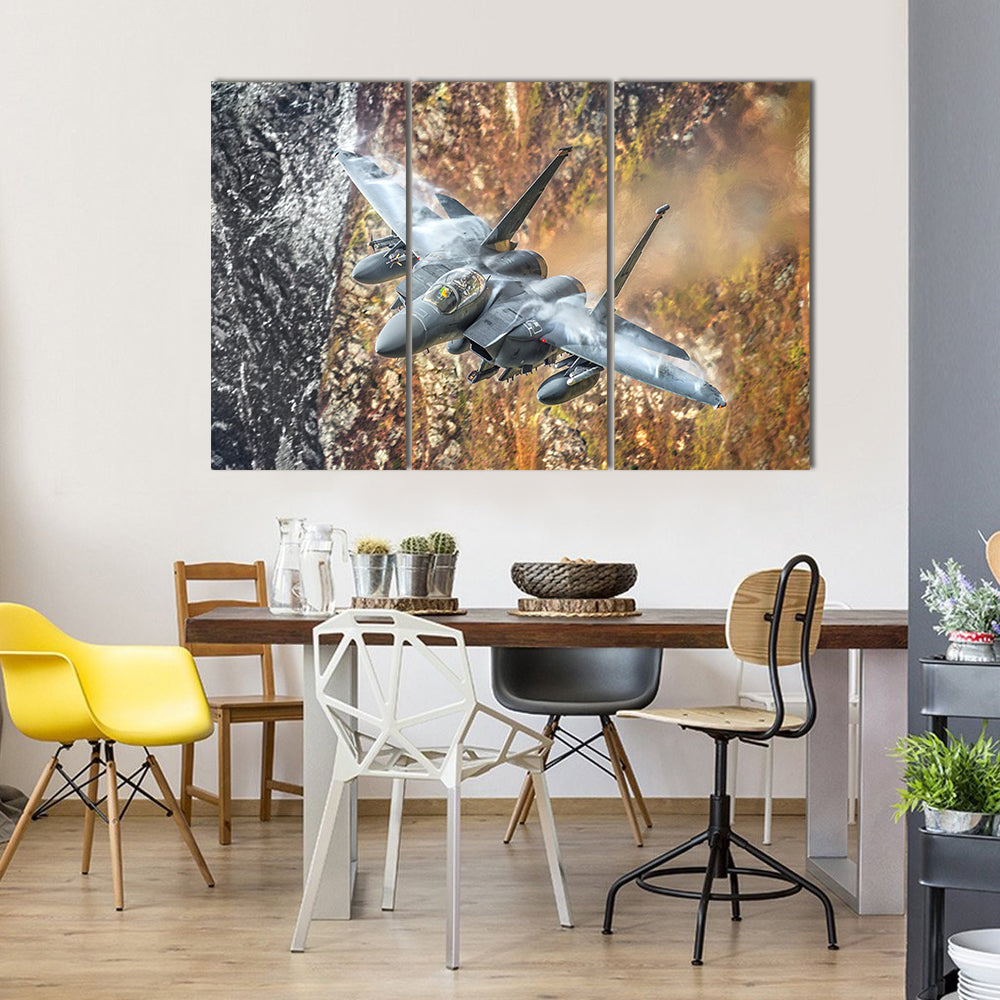 F-15 Fighter Jet Canyon Run Canvas Wall Art