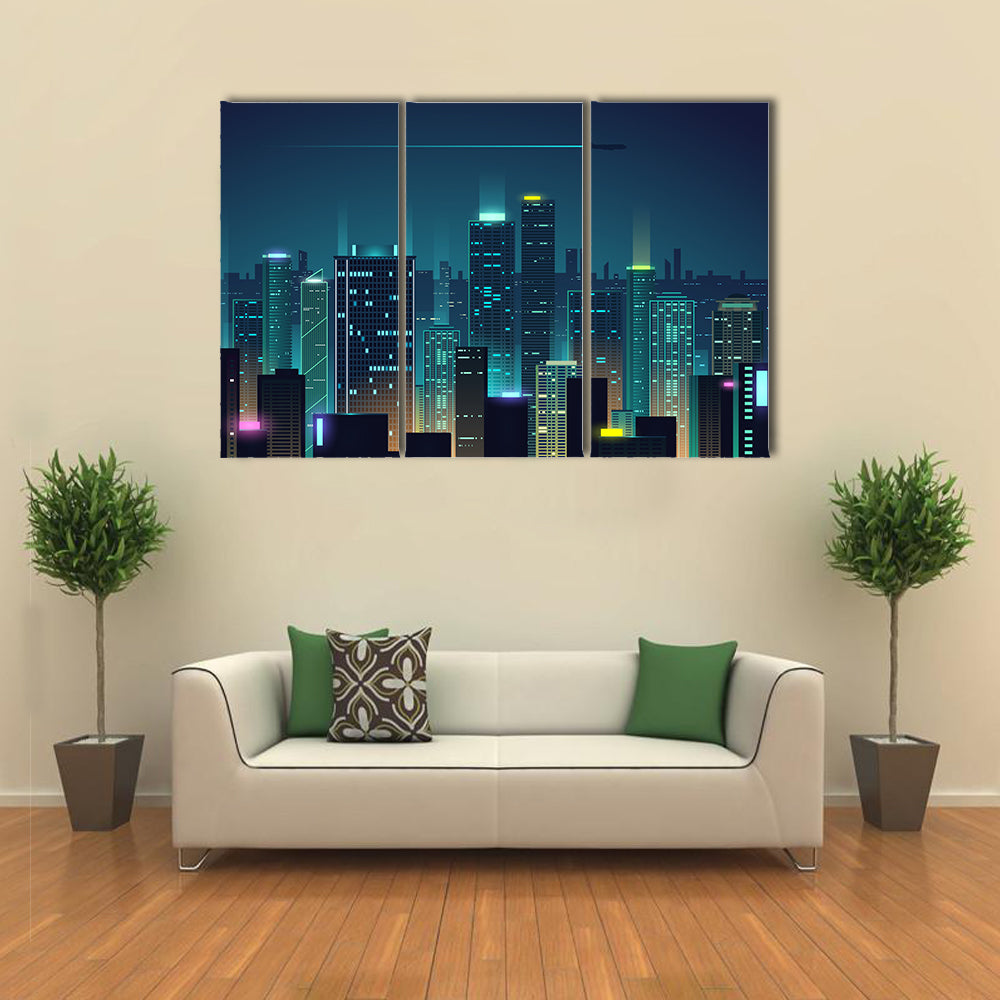 New York City Night Skyline Canvas Wall Art