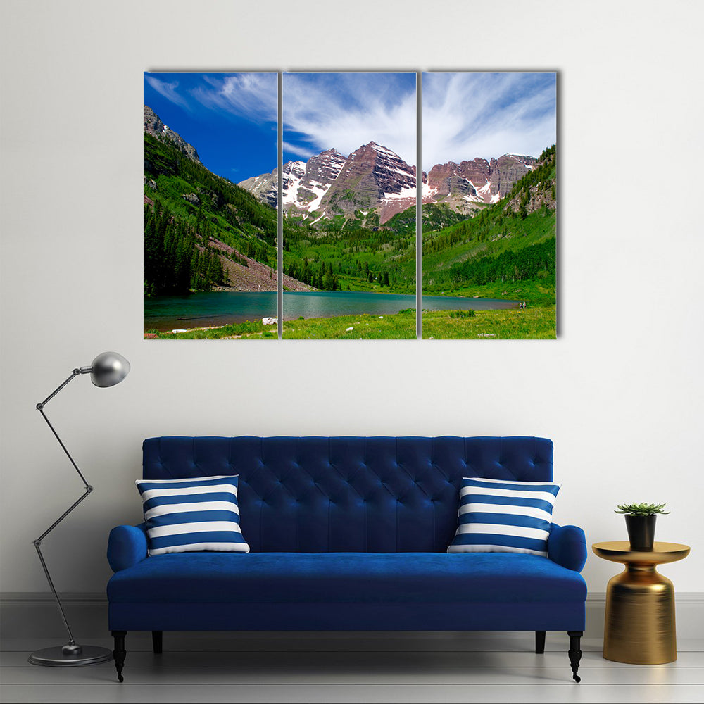 Maroon Bells Alpine Lake and Mountain Peaks Canvas Wall Art