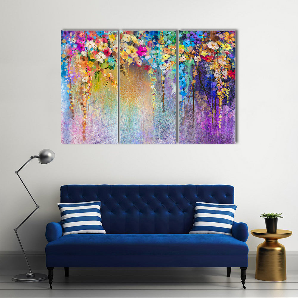 Cascading Watercolor Floral Abstract Canvas Wall Art