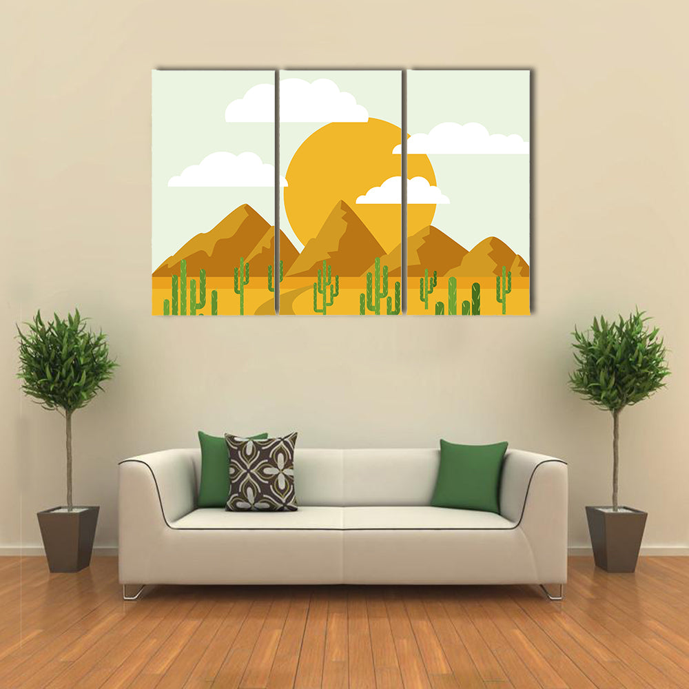 Layered Desert Vector Illustration Canvas Wall Art