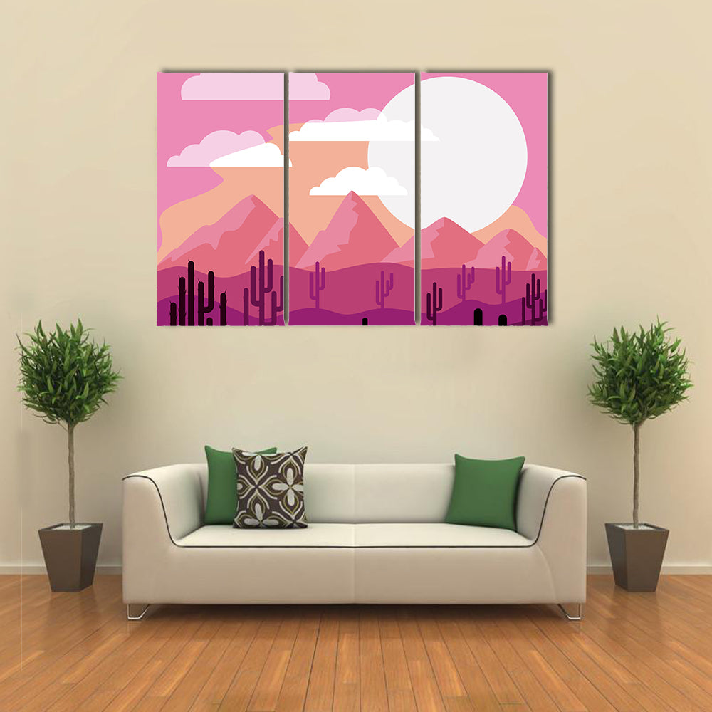 Desert Sunset with Saguaro Silhouettes Canvas Wall Art