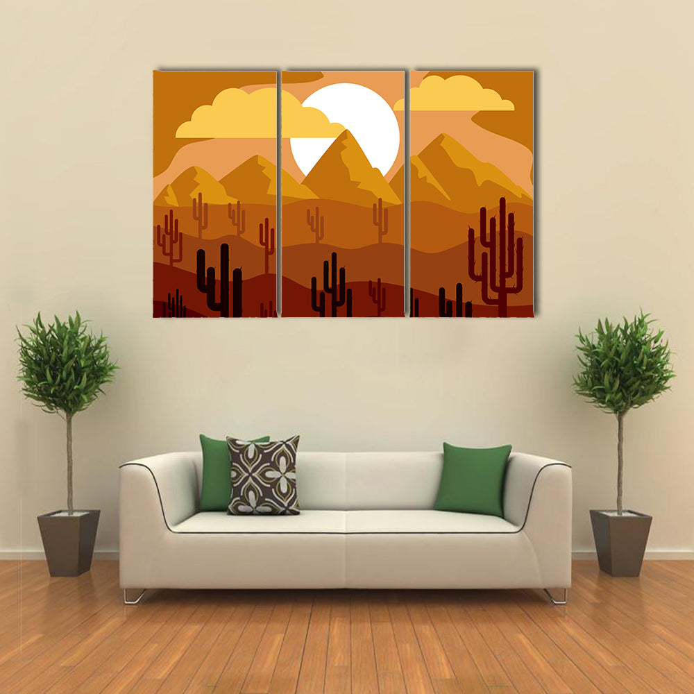 Desert Sunset with Saguaro Cacti Canvas Wall Art