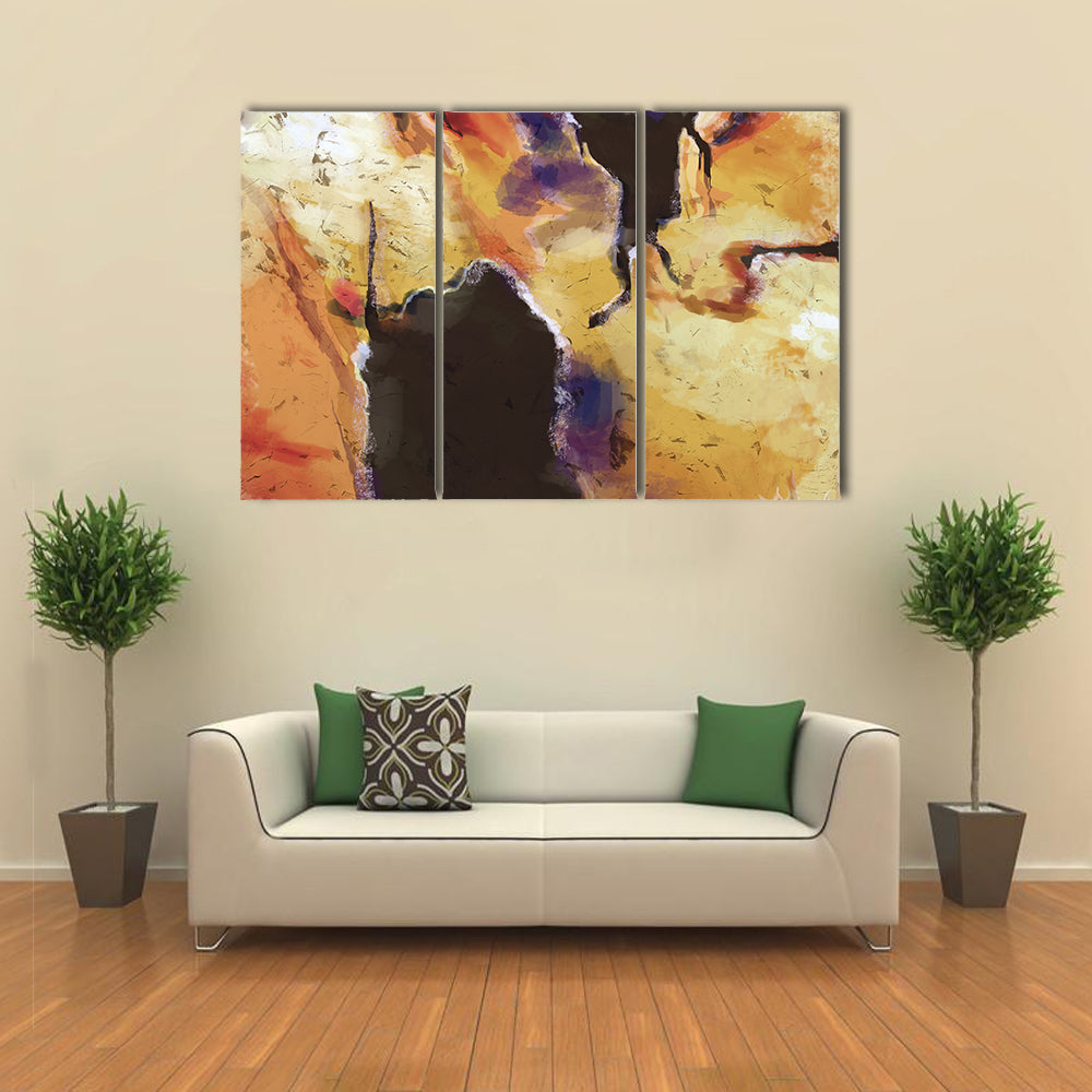 Textured Orange Abstract with Dark Central Void Canvas Wall Art