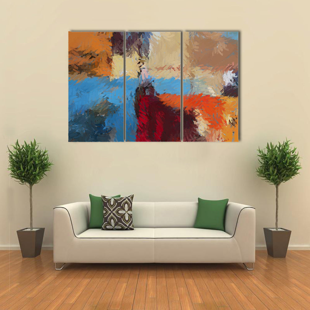 Hand-drawn Textured Abstract Painting Canvas Wall Art