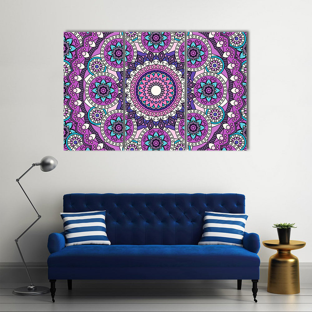 Purple Mandala Pattern Canvas Wall Art