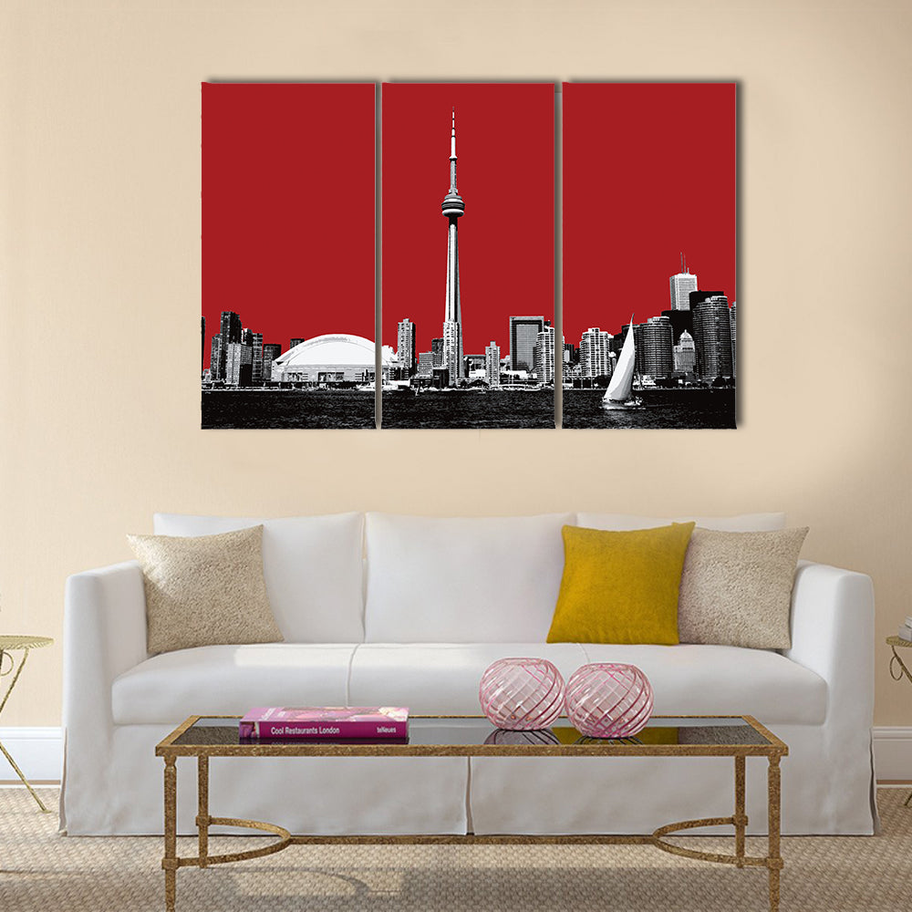 Toronto Skyline with Red Sky Canvas Wall Art