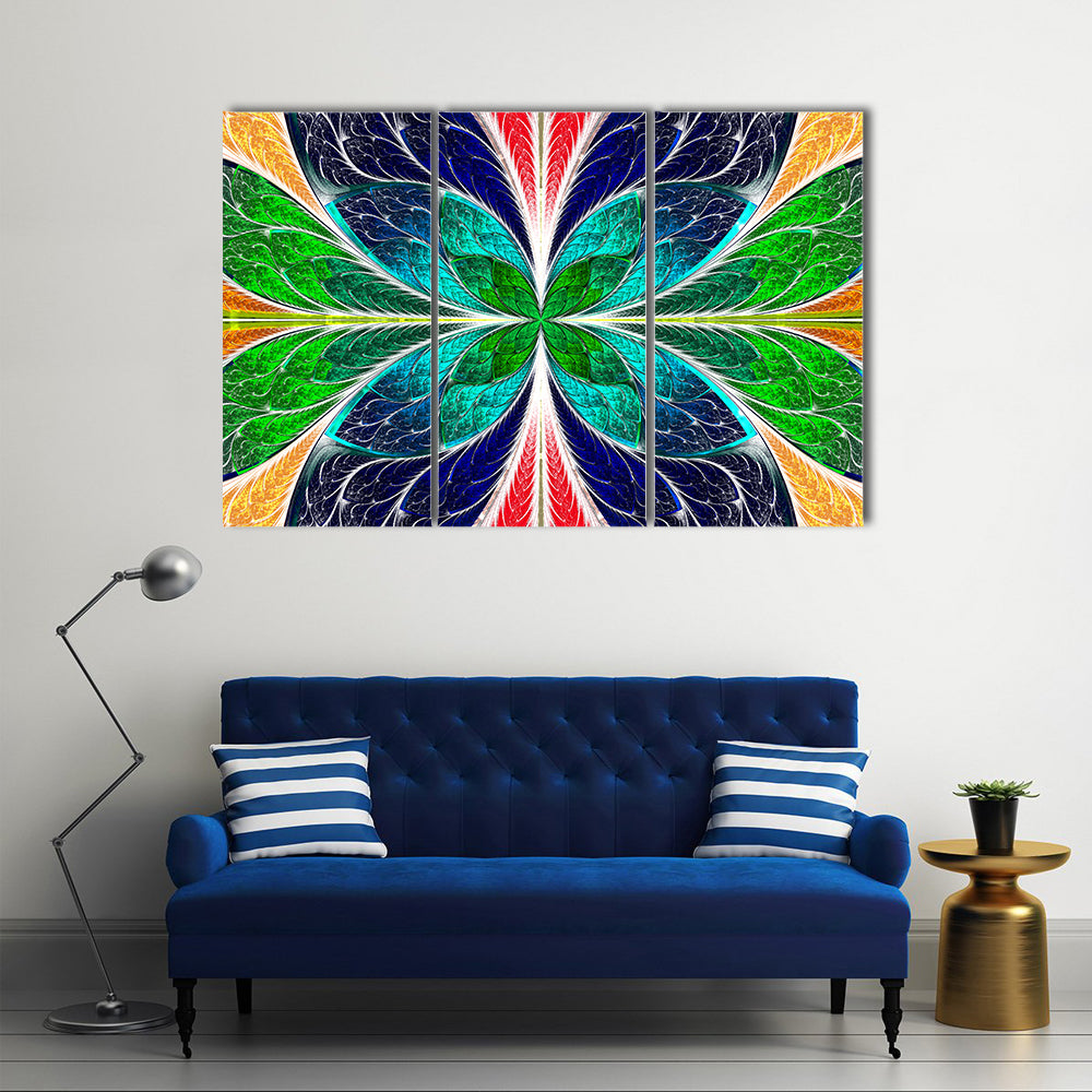 Stained Glass Fractal Butterfly Canvas Wall Art