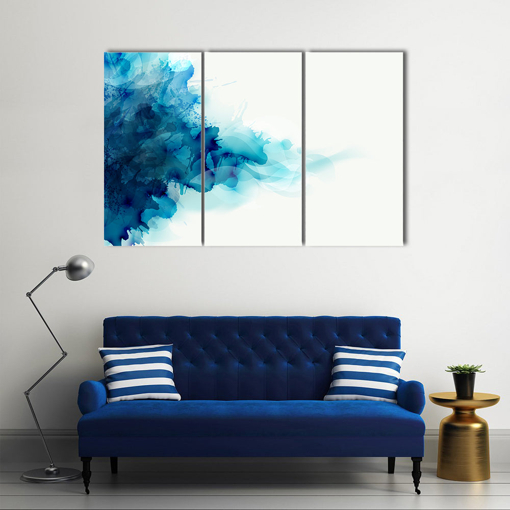 Blue Watercolor Ink Blot Canvas Wall Art