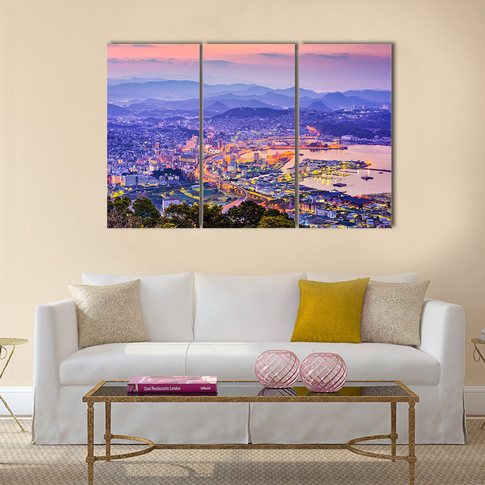 Sasebo Downtown Skyline In Nagasaki Japan Canvas Wall Art