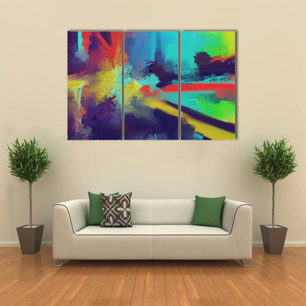 Expressionist Color Burst with Yellow-white Highlight Canvas Wall Art