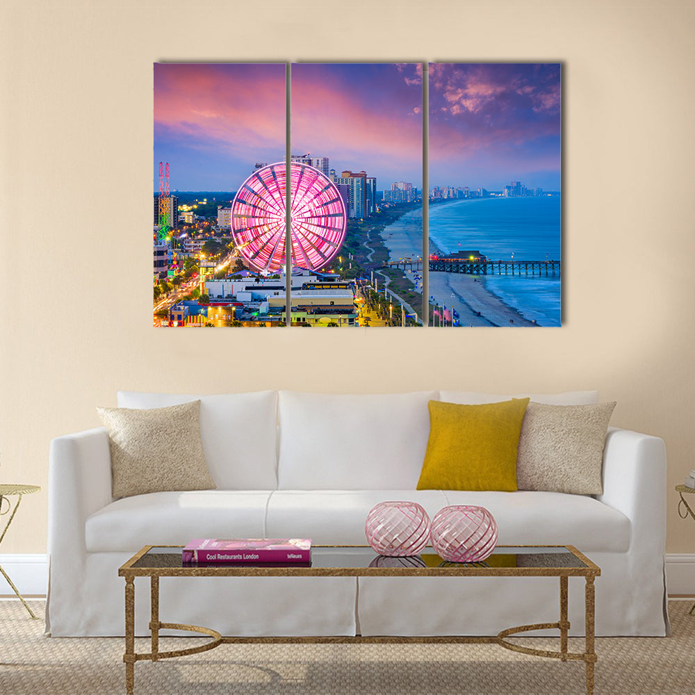 Myrtle Beach Sunset Ferris Wheel Canvas Wall Art
