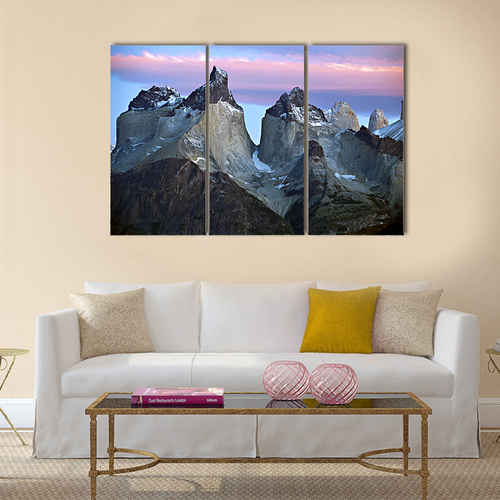 Torres Del Paine Mountain Peaks at Sunrise Canvas Wall Art
