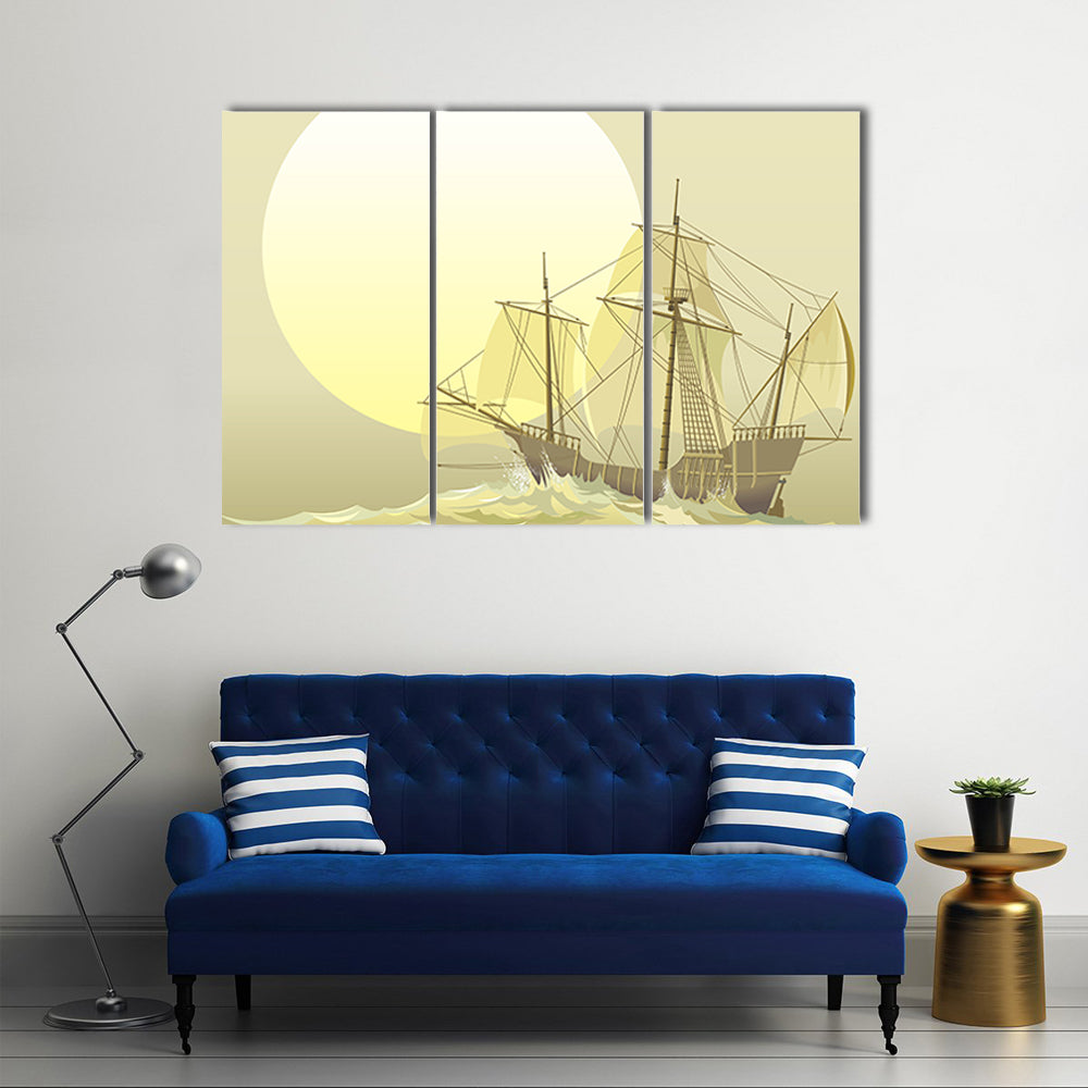 Santa Maria Caravel at Sunset Canvas Wall Art