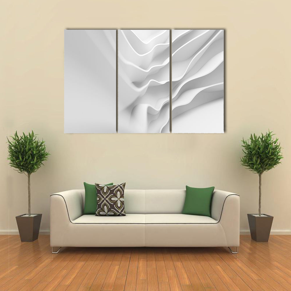 White Architectural Abstract with Layered Forms Canvas Wall Art