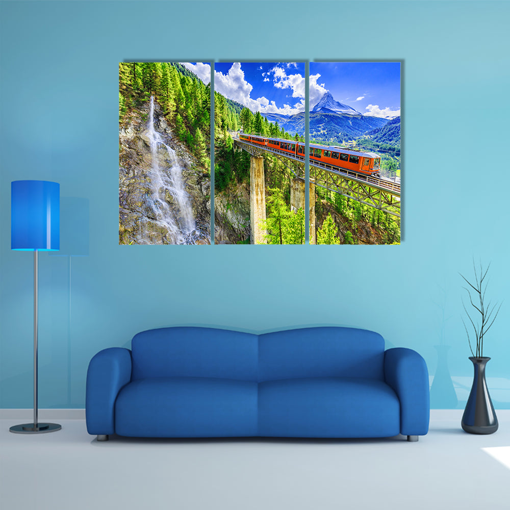 Gornergrat Tourist Train In Zermatt, Switzerland Canvas Wall Art