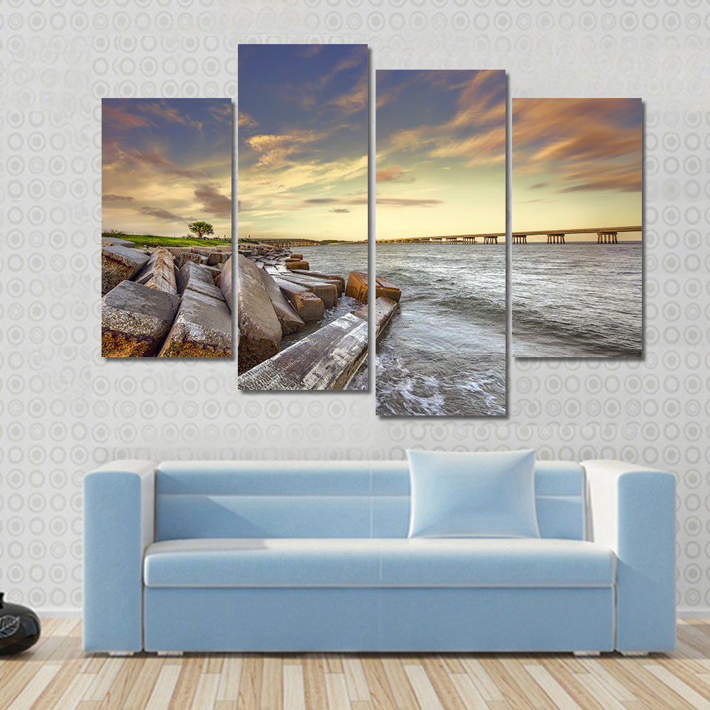 Two Bridges Between Amelia Island and Big Talbot Island Canvas Wall Art