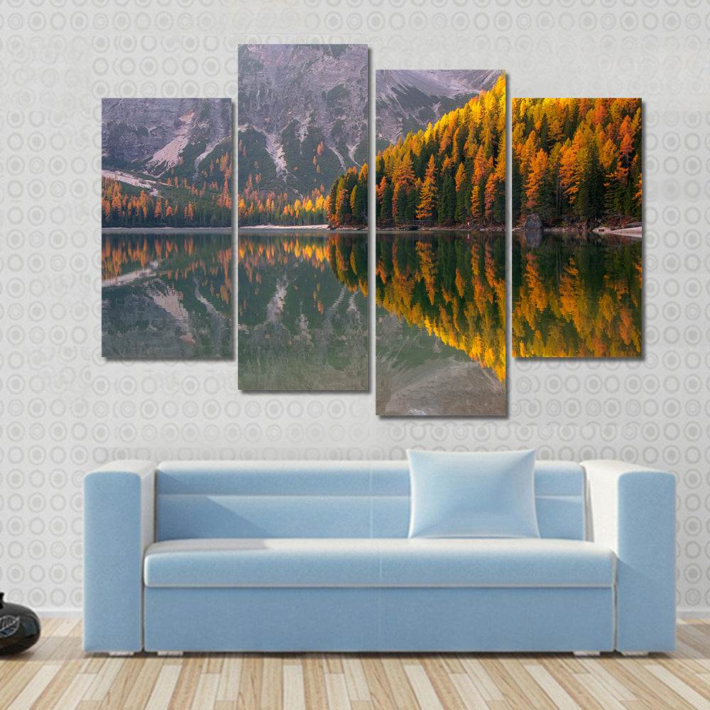 Braies Lake in Autumn Canvas Wall Art