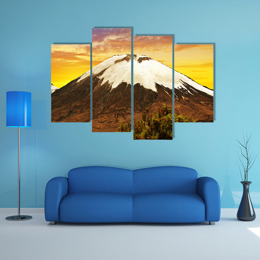 Volcano Parinacota At Sunset In Chile Canvas Wall Art