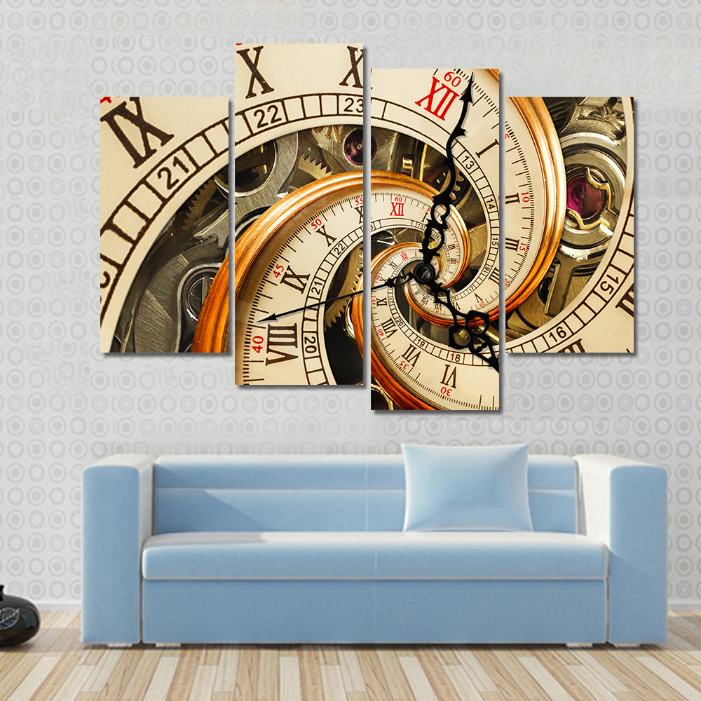 Surreal Antique Old Clock Abstract Canvas Wall Art